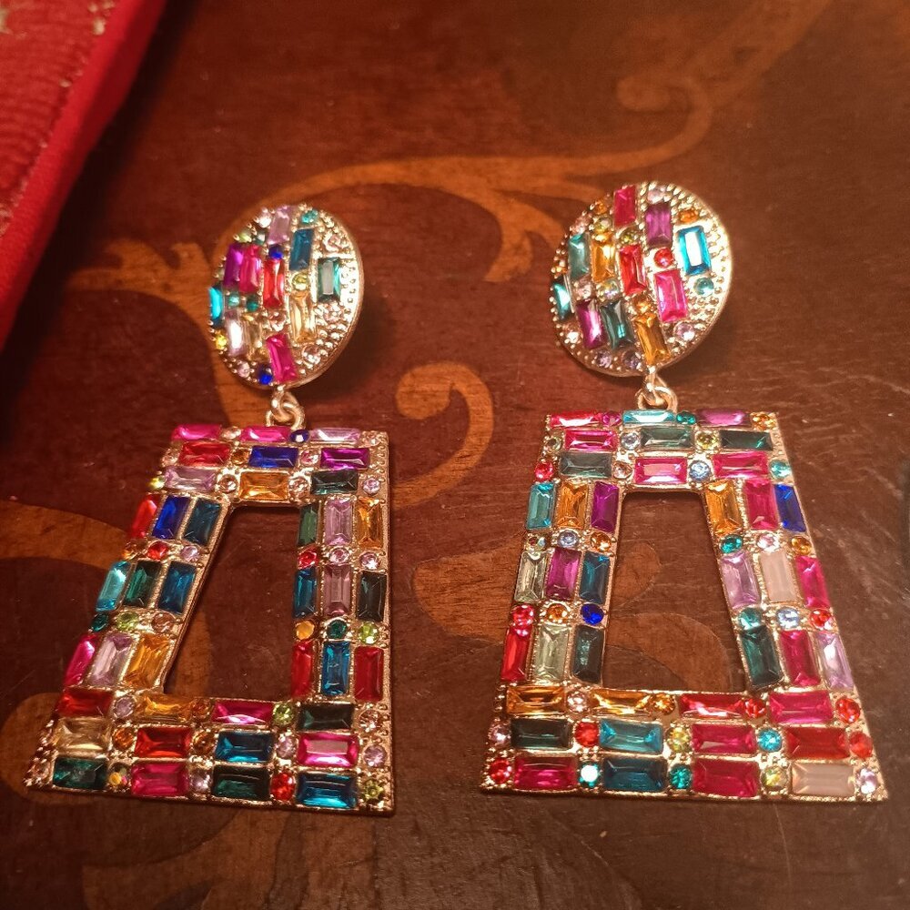 Colorful Geometric Statement Earrings